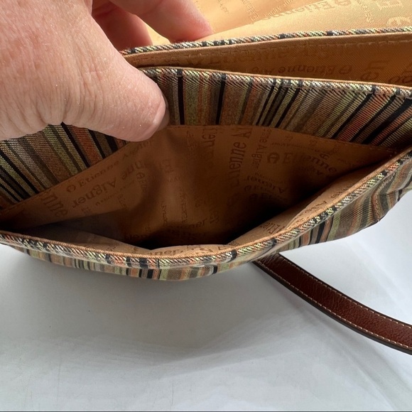 Etienne Aigner Multi Striped Canvas Foldover Shoulder Bag - Picture 10 of 10